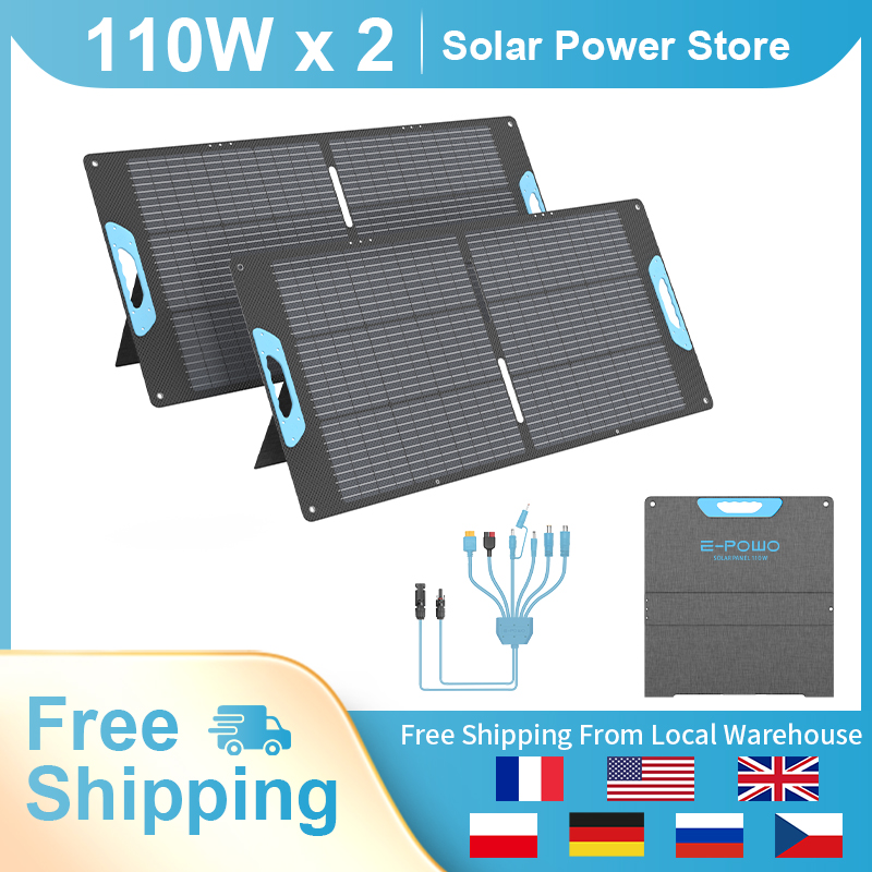 Solar Charger Panel Foldable - E-POWO Painel Solar Portátil 110W/220W para